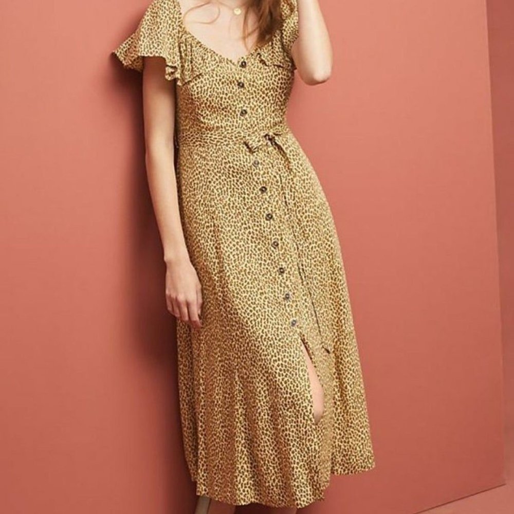 Anthropologie Bolano Leopard Midi Dress